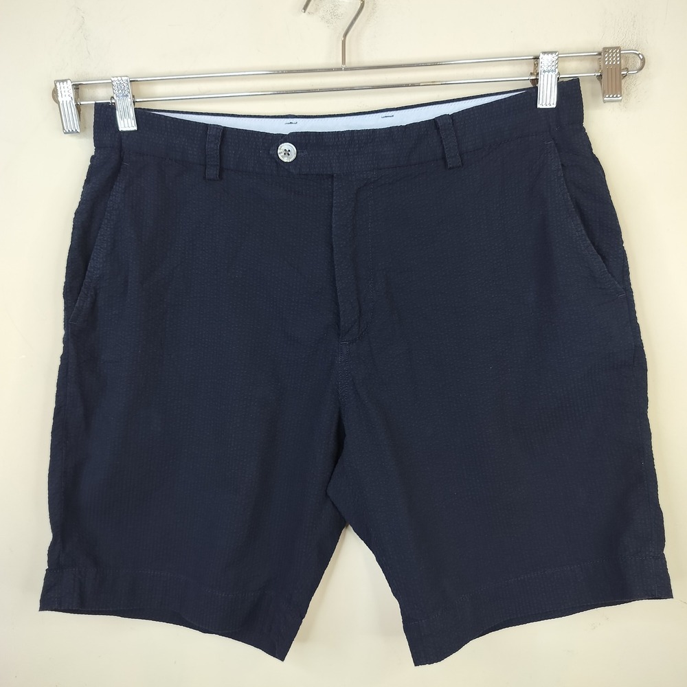 Brooks Brothers Bermuda Short Mens 36 Seersucker Preppy Navy Blue